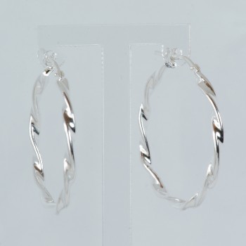 Sterling Silver Twist Creole Earrings